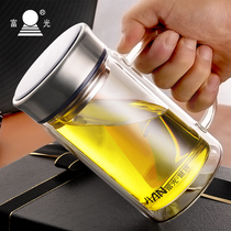 Fuguang glass large capacity with handle Double-layer portable water cup with lid Filter tea making office cup Mens and womens teacups