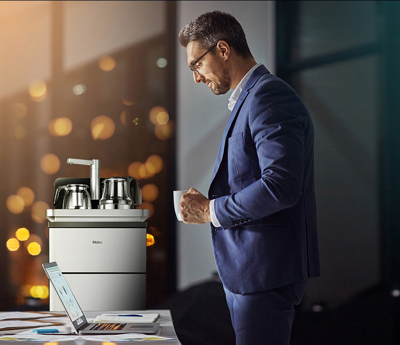 Máy pha trà Haier nhà máy lọc nước thông minh dọc đa chức năng Máy lọc nước tự động đa năng YR1887-CB - Nước quả may loc nuoc aqua