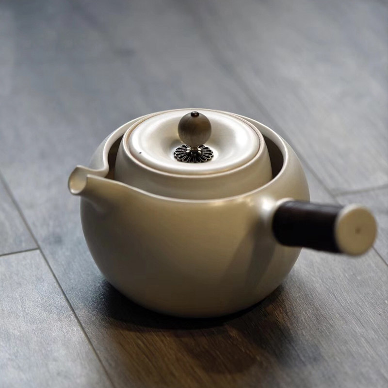 Jingdezhen Fanshan Hall Sooyama Glazed Pottery Pot White Clay Open Sheet hand side to cook the pot black crystal stove ceramic cooking teapot dry swells