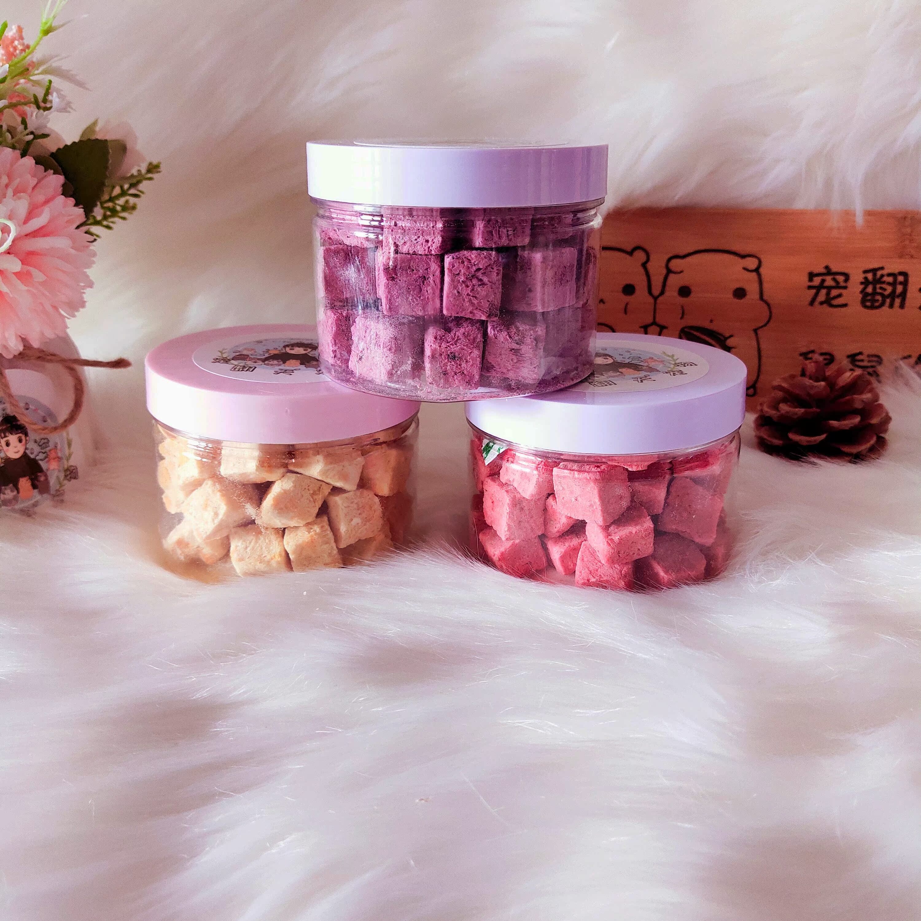 (Pampered) Over 58 Hamster Golden Bear Snacks Freeze-Dried Fruit Yogurt Block Strawberry Mango Blueberry Flavor