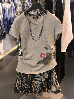 Ink lotus print short-sleeved t-shirt for women summer new women's clothing versatile slimming slim comfortable cool evening shirt san dior