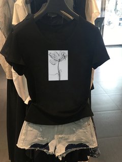 Pure cotton t-shirt women's summer new style black short-sleeved simple slim slim environmentally friendly printed top evening shirt san dior