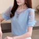 Rất cổ tích áo sơ mi voan ngắn tay của phụ nữ mùa hè năm 2021 của phụ nữ áo kiểu mới siêu cổ tích ren rỗng triều áo sơ mi nhỏ - Áo sơ mi chiffon ren