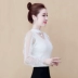 Áo sơ mi nữ tính ren đáy 2021 áo sơ mi voan nữ xuân mới dài tay tính khí thời trang xuân - Áo sơ mi chiffon ren