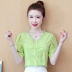 Áo sơ mi voan ngắn tay phụ nữ mùa hè 2021 phong cách mới ren xếp ly áo sơ mi nhỏ thời trang phù hợp với tất cả các kiểu áo cánh tây - Áo sơ mi chiffon ren