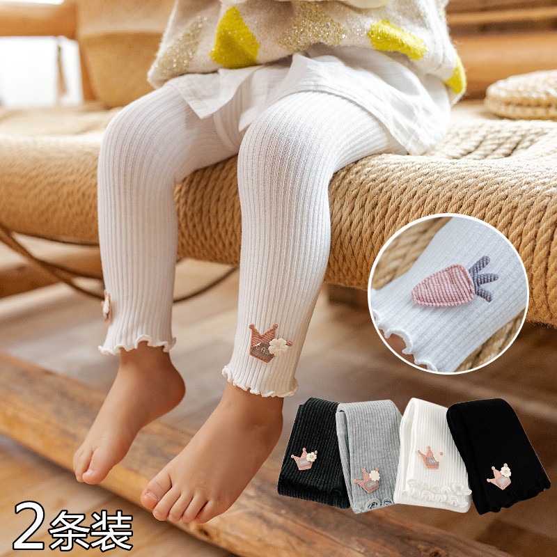 Female Baby Baby Opening Crotch Pants Socks Spring Autumn Thin children can open up the inside lap pants 90% Pants Lace outer wear