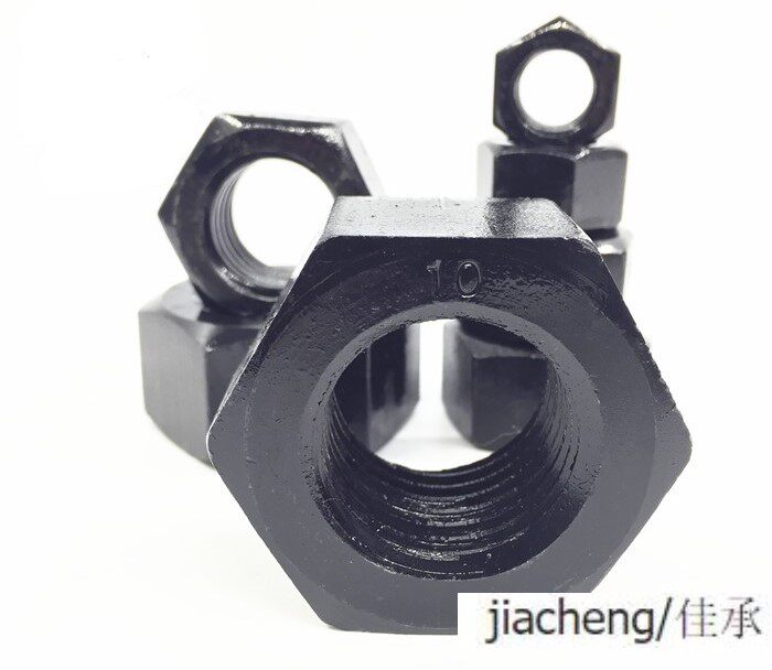 10 grade high strength fine tooth hexagonal nut tooth screw cap M27M30M33M36M39M42M45M48 hair black