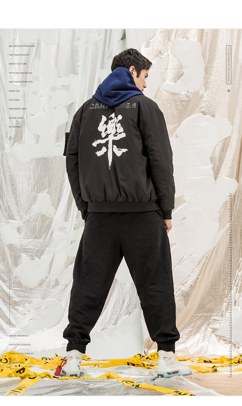 Sau khi đôi áo khoác cotton nam ngắn trùm đầu trong nước triều hip hop cotton phù hợp với mùa đông áo khoác dày thêu áo khoác nam áo khoác mlb