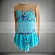 Durfire Professional Custom Girl Lady Figure Skating Suit Competition Test Class Performance Lake Blue Dance Wheel Slip