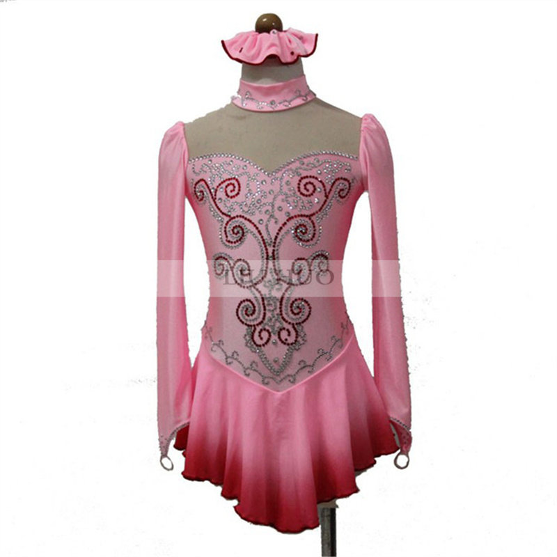 LIUHUO Tailor Made Children Lady Figure Skating Suit Performance Play Dress with Ice Skirt Red Dance Wheel Slip