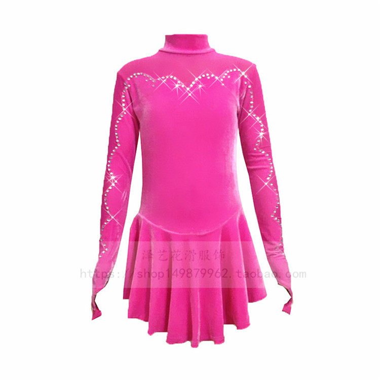 (Zeri Custom) Children's ladies figure skating suit Costume Wear of Ice Skirt Pink Training Suit