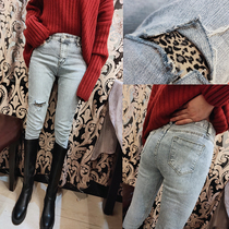 2020 BAO WEN new womens jeans spring small feet slim slim Korean version of the hole tide boots pants