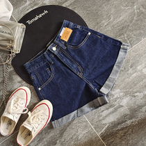 Tide brand European products Korean version of high waist small size denim shorts Women summer 2021 New loose thin curl dark blue tide