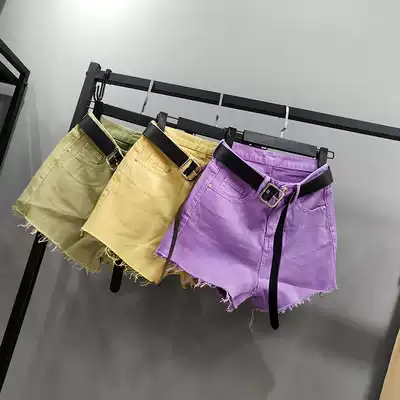 Purple denim shorts women Summer 2020 New loose thin wide leg pants cotton Korean version of high waist a hot pants