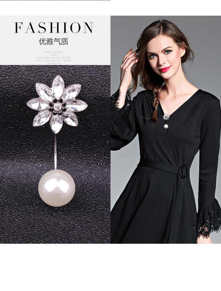 Nhật bản và Hàn Quốc cao cấp pha lê cổ áo pin áo ngọc trai cổ áo hoa đơn giản cardigan pin chống ánh sáng trâm khăn choàng khóa phụ kiện