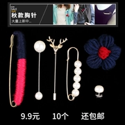 Nhật Bản Hàn Quốc Khí quyển Trâm Ngọc trai Trâm cardigan Áo len cổ lọ Quần áo len nhỏ Pin Shawl Khóa Set Phụ kiện Phụ nữ