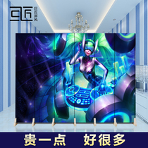  Game screen partition fashion yy anchor background wall Simple modern room Bedroom entrance solid wood barrier folding screen