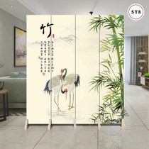  Screen partition decoration living room small apartment bedroom entrance Simple modern folding mobile push-pull fabric folding screen