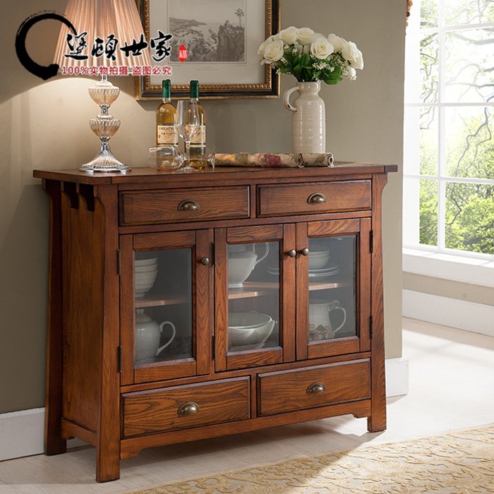 New Pinton family American dining cabinet Ash wood Red Oak Antique old open beech bowl and plate cabinet Dining room storage cabinet