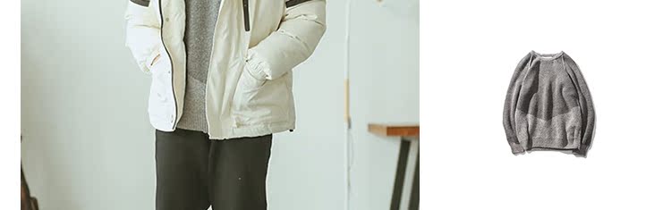 Hummer Nhật Bản retro mùa đông tương phản màu khâu cổ áo thun dày áo len nam áo len tình yêu thẻ thủy triều thời trang nữ