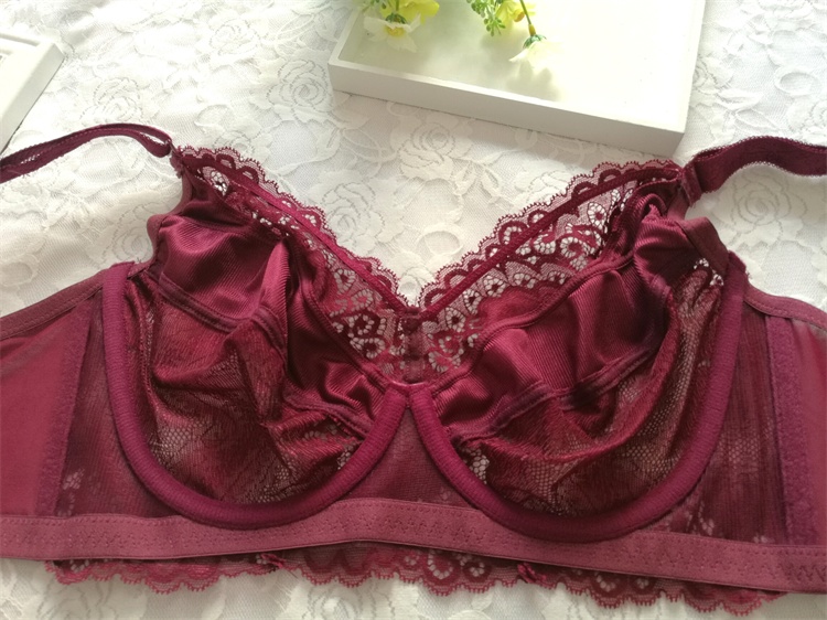 Phối cảnh siêu mỏng không xốp trong suốt gợi cảm thêm áo ngực mã lớn để tăng mỡ 200 kg thu nhỏ ngực đồ lót 110 / 48H áo ngực hở lưng