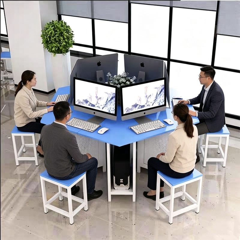 Six-Person Computer Desk, Hexagonal Computer Desk, Computer Room Training Room, Computer Center, Pentagonal Multimedia Computer Desk and Chairs Six-Person Computer Desk, Hexagonal Computer Desk, Computer Room Training Room, Computer Center, Pentagonal Multimedia Computer Desk and Chairs