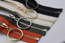 No. 5 opening metal zipper light gold bright gun black large ring down jacket zipper jacket iron tooth clothing zipper