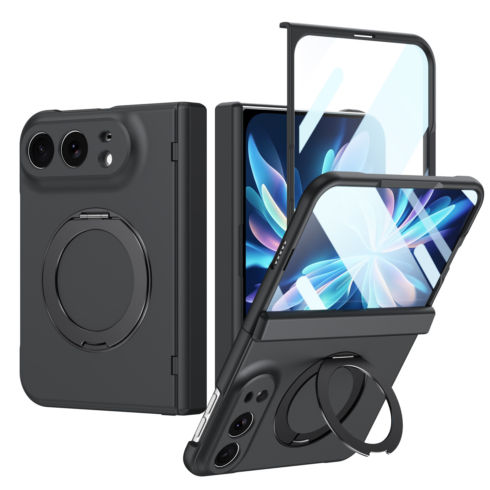 Style 7 — Integrated Film Magnetic Stand Rotating Ring Lens iPhone Case