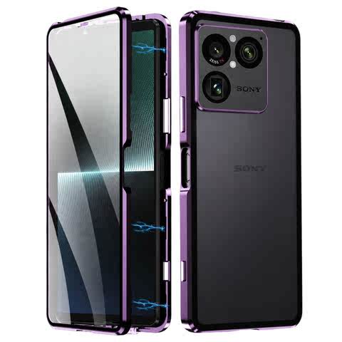 Polished Metal Frame Purple Transparent Sony Xperia Phone Case