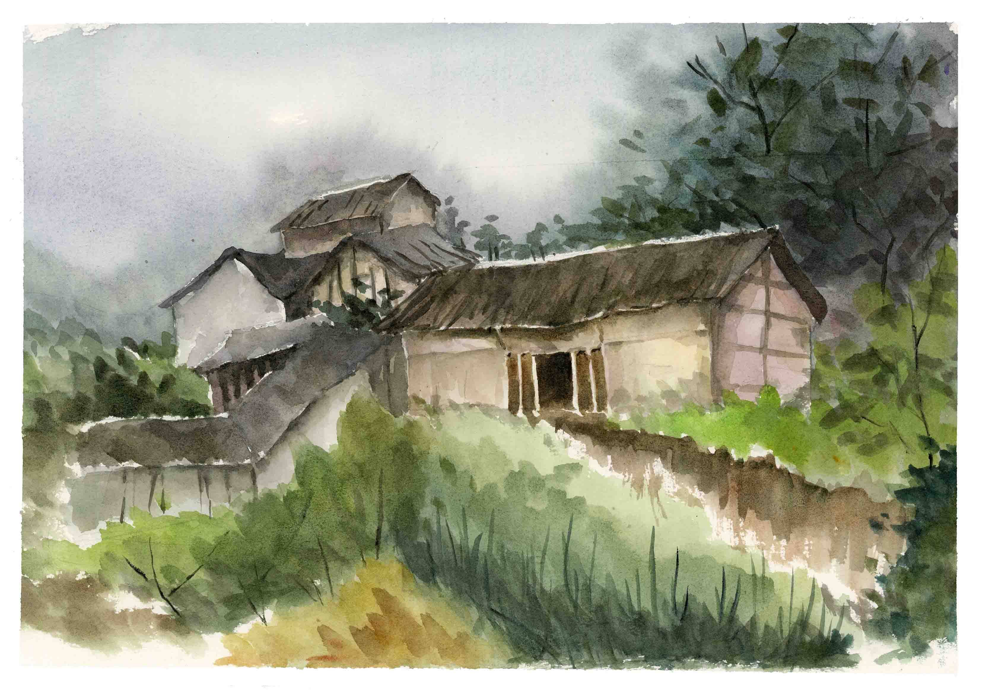 Watercolor painting on behalf of pure hand-painted watercolor watercolor portrait custom high-speed continuous shooting Lin Waner's red tint