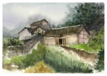 Watercolor painting generation painting pure hand painting watercolor painting watercolor painting portrait custom pergola child feeding partial history Daejeon