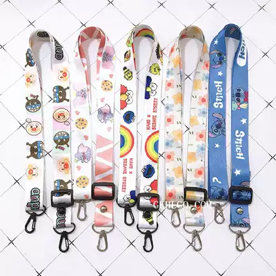 Net celebrity cartoon widened mobile phone waterproof bag baby bag messenger rope adjustable oblique span universal portable creative anti-fall rope