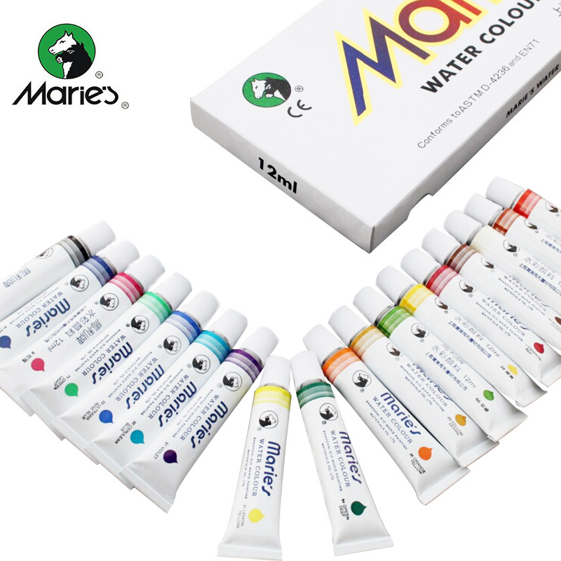 Marley 12 color 18 color 24 color watercolor paint boxed suit 12ml watercolor paint 4236