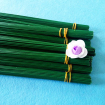 Rose handmade green flower Rod fake flower Rod silk mesh flower material handmade flower Rod 2 flower rod iron wire