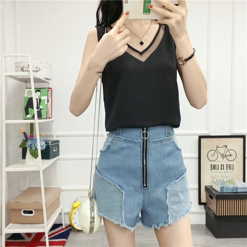 Mùa hè 2019 của phụ nữ mới ra khỏi áo vest của phụ nữ không tay trong áo sơ mi màu rắn - Áo ba lỗ áo vest nữ