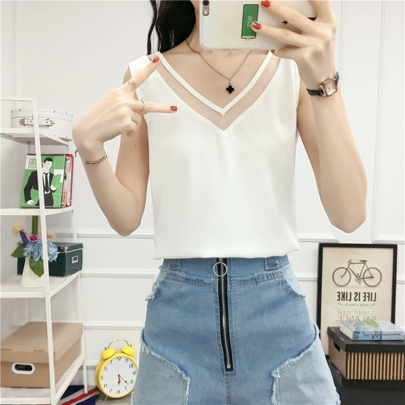 Mùa hè 2019 của phụ nữ mới ra khỏi áo vest của phụ nữ không tay trong áo sơ mi màu rắn - Áo ba lỗ áo vest nữ