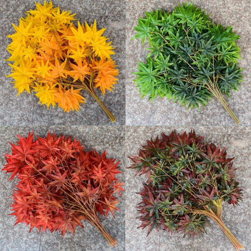 Single sheet emulation chicken claw maple chicken claw mechanical single branch red green yellow plastic over glue fake maple leaves to decorate fake leaves