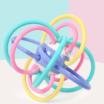 Baby teether rattle ball Manhattan ball baby molar stick tooth fixing device hand grasping ball can be sterilized at high temperature 0-1 years old