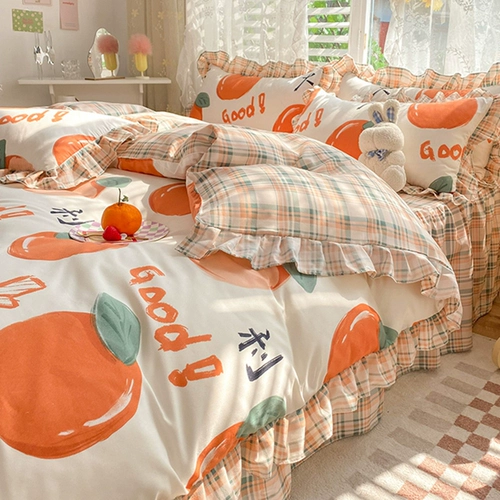 Нескользящий комплект, хлопковое одеяло, универсальный пододеяльник для принцессы, 4 предмета, увеличенная толщина