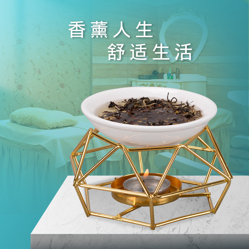 Iron aroma lamp candle aromatherapy stove essential oil small home beauty salon ceramic stove base shelf round triangle