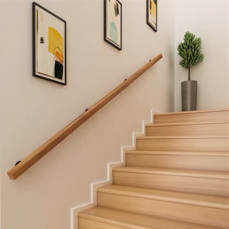 European solid wood wall stair handrail Children and the elderly anti-slip villa Kindergarten corridor channel railing wooden handrail