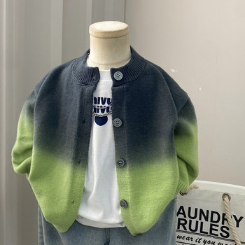 Children's cardigan boy sweater jacket 2025 new spring and autumn boy knitted sweater korean style fashionable middle-aged children Children's cardigan boy sweater jacket 2025 new spring and autumn boy knitted sweater korean style fashionable middle-aged children