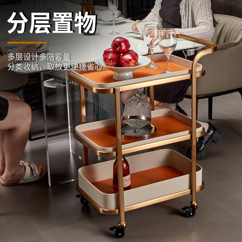 Three-Layer Storage Cart, Household Small Stainless Steel Trolley, Restaurant Reception Cart, Mobile Tea Cart