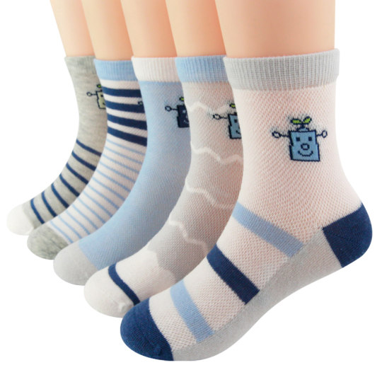 Boys' Socks, Summer Thin Style, Children's Baby Summer Spring-Summer Pure Cotton Mesh Breathable Spring-Autumn Boys' Socks for Older Boys