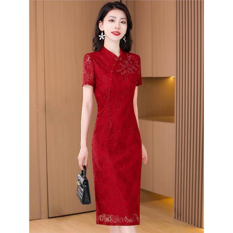 National style improved cheongsamdress2025new arrival:  Oriental charm +  modern fashion, a wedding banquet outfit that