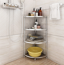 304 stainless steel corner rack storage rack Bathroom adjustable household kitchen multi-layer arc-shaped floor shelf