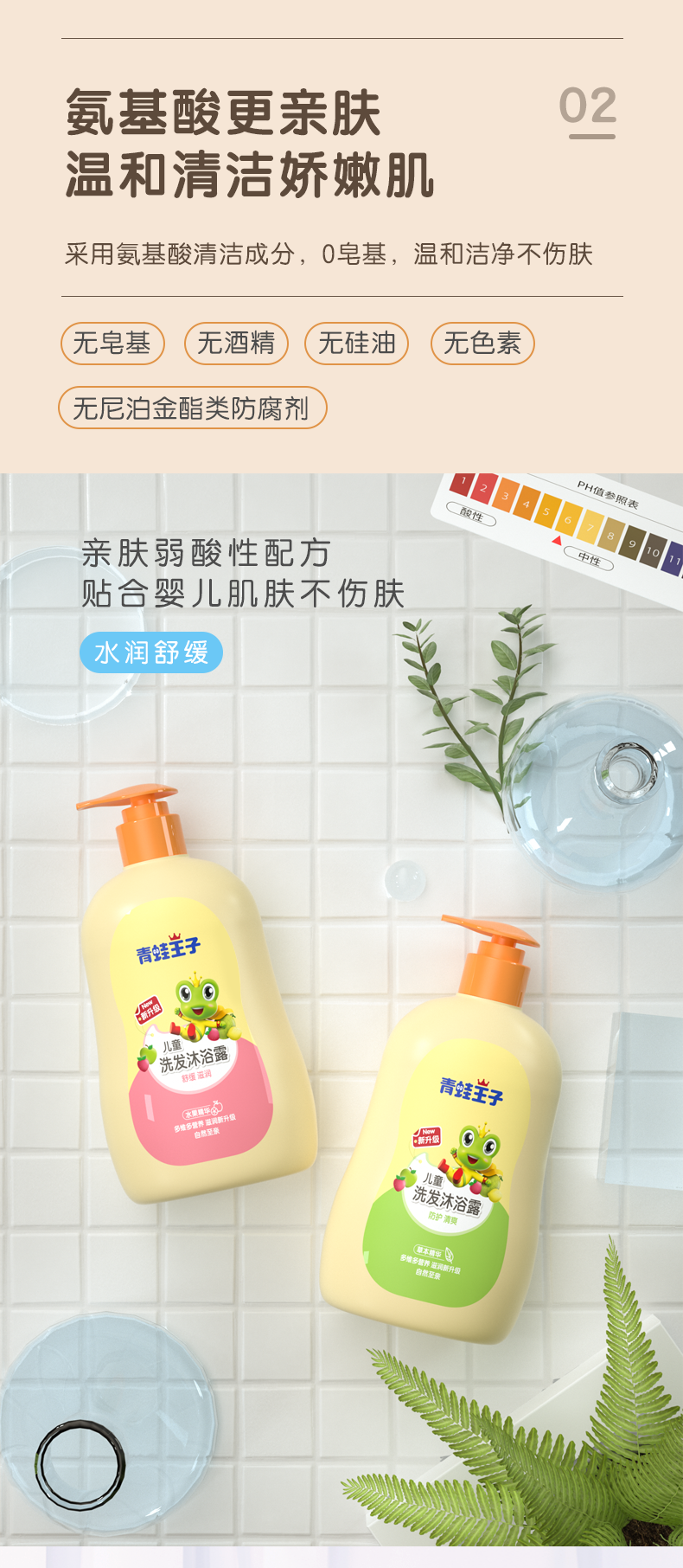 青蛙王子 儿童二合一洗发沐浴露 480ml*2瓶 无硅油 图3