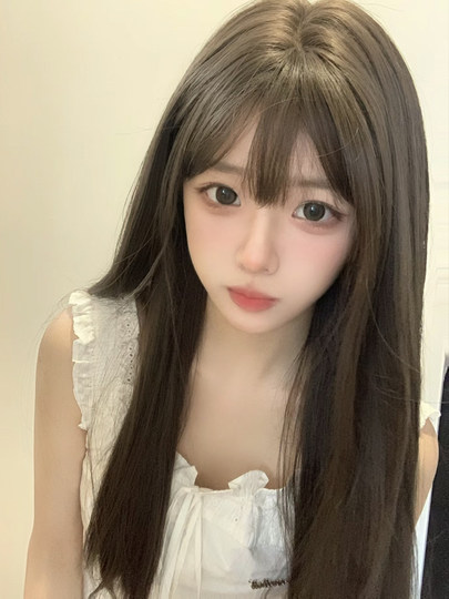 呐森假发女长发长直发双马尾Lolita圆脸甜美自然夏天网红JK全头套