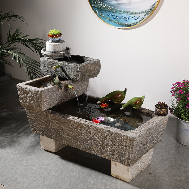 Qingji Mall Slowway Old Stone Tank Combined Set with Pipeline Fish Bath Water Bath