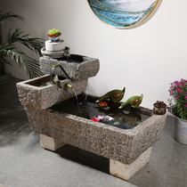 Bluestone manger Old stone trough combination set of running water ornaments Pool Raising lotus water tank Fish tank water basin Sink